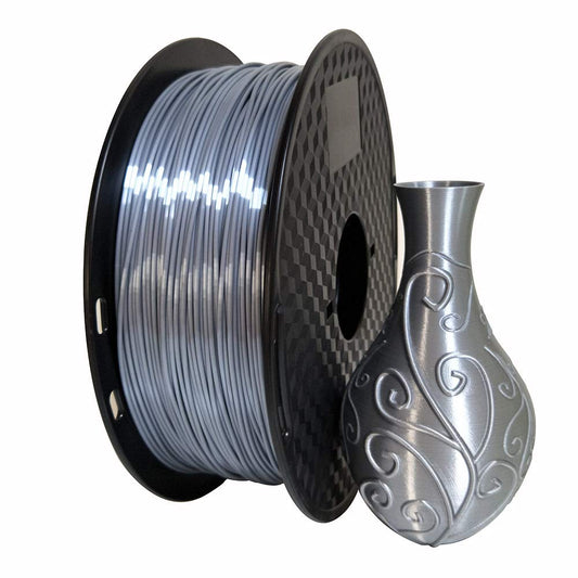 3D Core Silk Silver PLA Filament 1.75 mm 1KG 2.2 LBS Spool 3D Printer Filament 3D Printing Material Shine Silky Shiny Metallic Metal Silver Filament PLA Silver Color