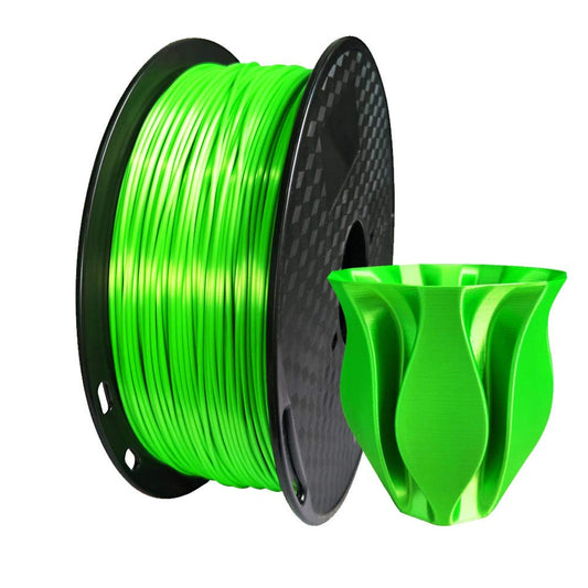 Silk Lime Green PLA Filament 1.75 mm 3D Printer Filament Consumables 1kg Spool Bright Neon Green 3D Printing Material FDM Printer Silky Metal Like Shiny Metallic Green PLA Filament 3D Core Green Color