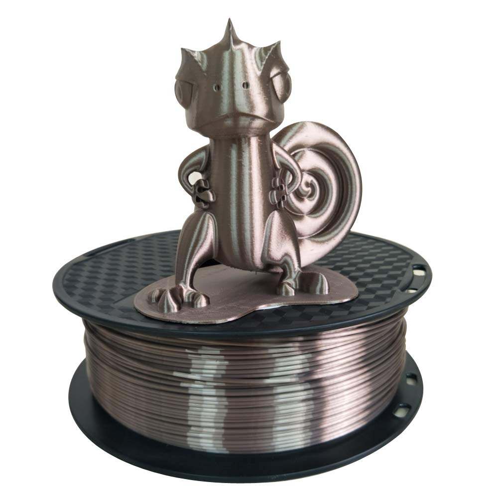 Silk Rose Gold PLA Filament 1.75mm 3D Printer Filament 1KG 2.2LBS Spool 3D Printing Materialc Silky Shiny Shine Rose Gold (Dark) Metallic PLA Filaments 3D Core Coffee Brown Chocolate PLA